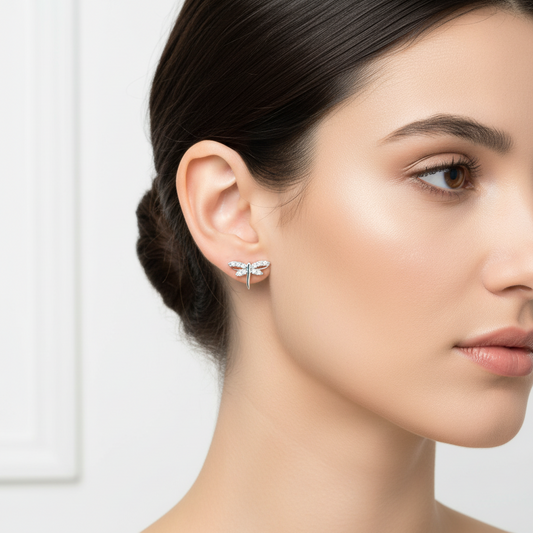 Dragonfly Stud Silver Earrings