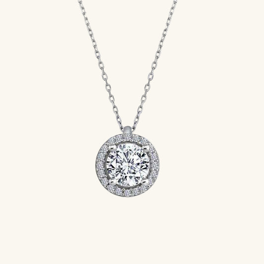 Round Bezel Single Stone Silver Pendant