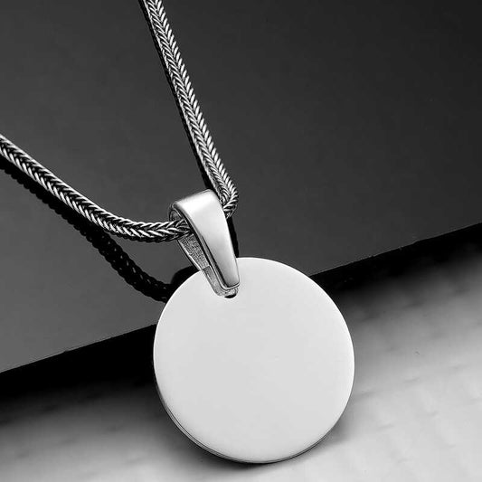 Round Plaque Silver Necklace
