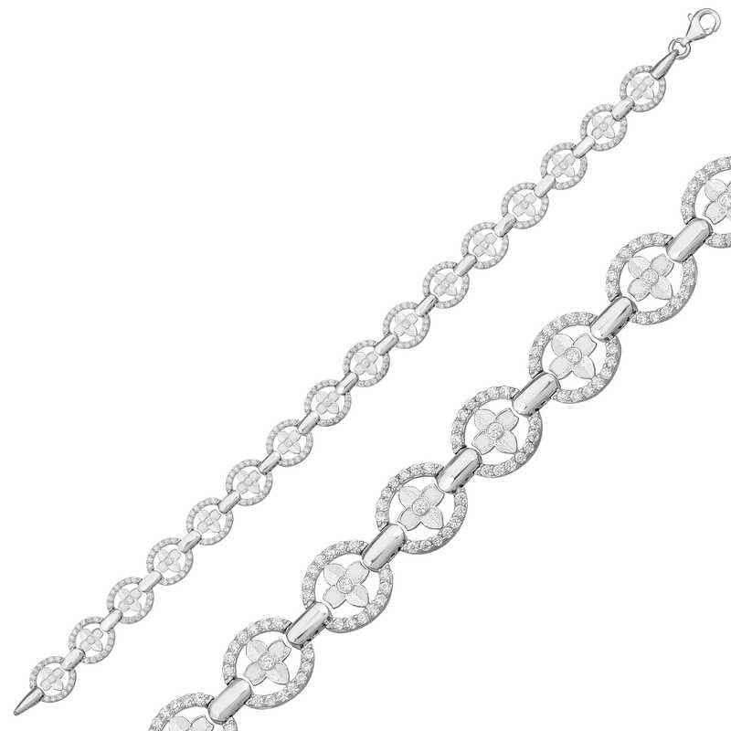 Round Channel Women's Silver Bracelet