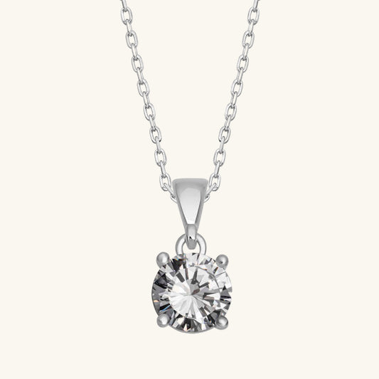 Runde Zirkon Stein Damen Silber Halskette