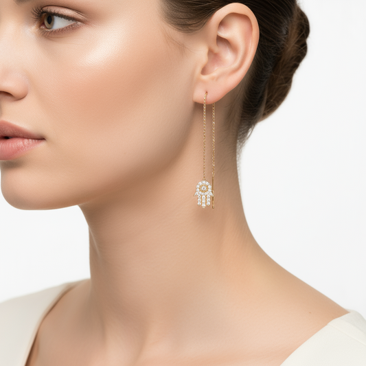 Hand Chain Silver Earrings