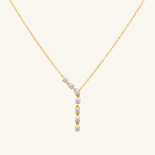 Vergoldete Zirkonia-Reihenstein-Damen-Silberkette