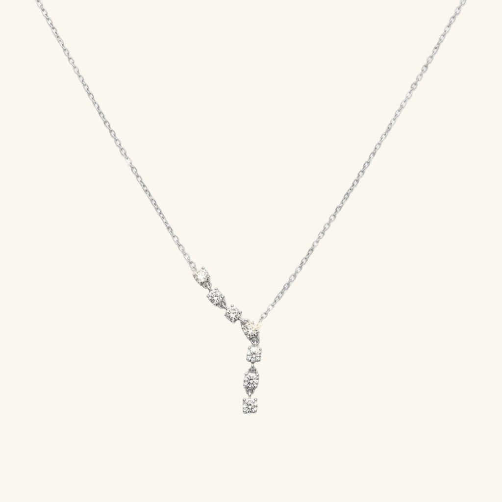 Zircon Row Stone Women's Silver Necklace