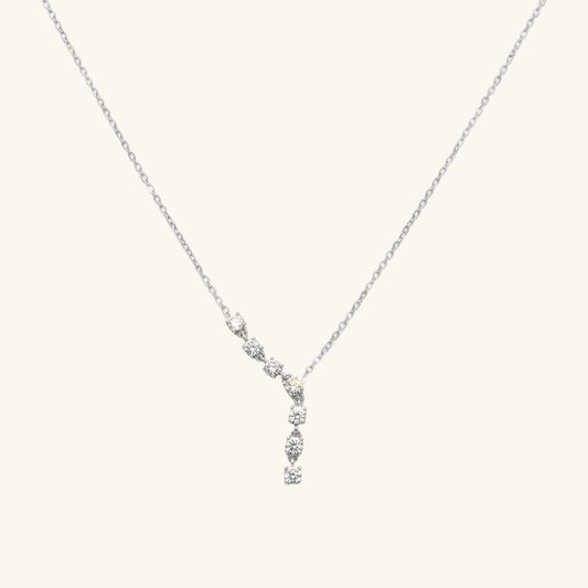 Zircon Row Stone Women's Silver Necklace