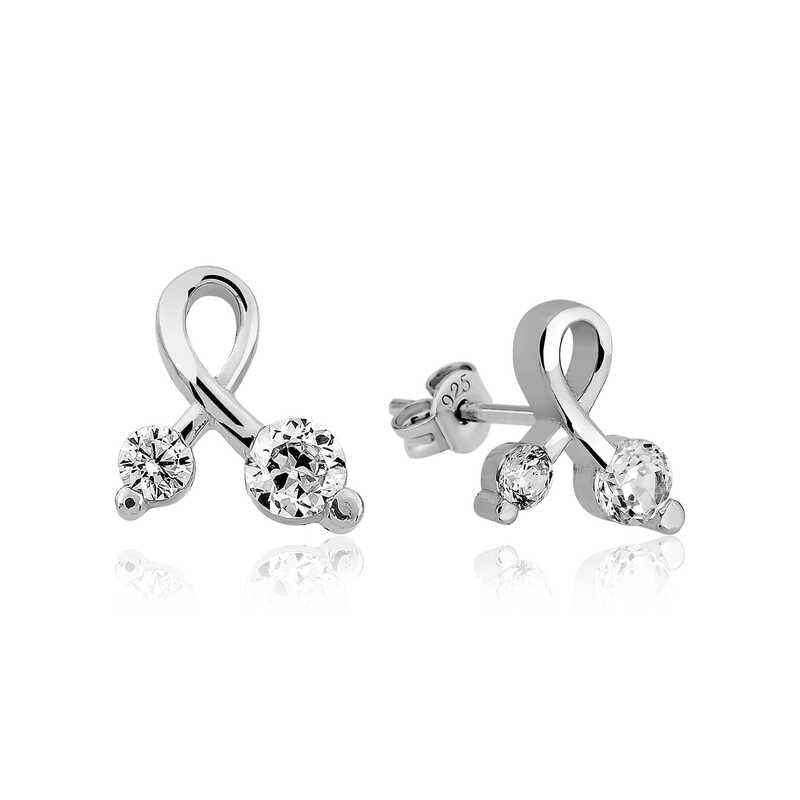 Zircon Stone Stud Women's Silver Earrings