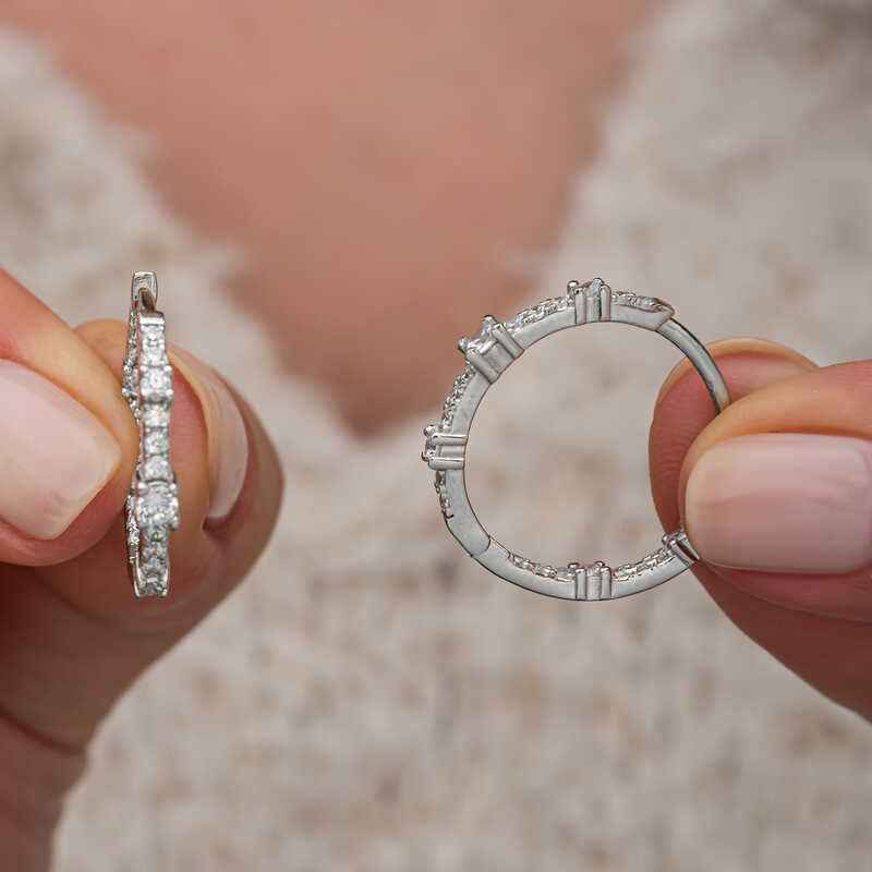 Zircon Stone Ring Women's Silver Earring