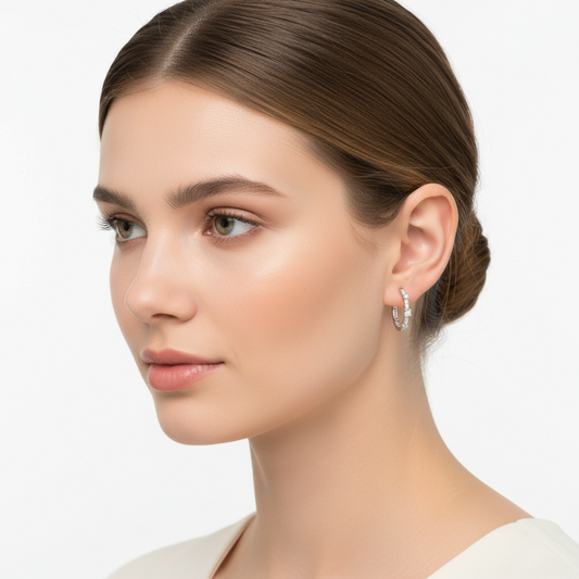 Zircon Stone Ring Women's Silver Earring