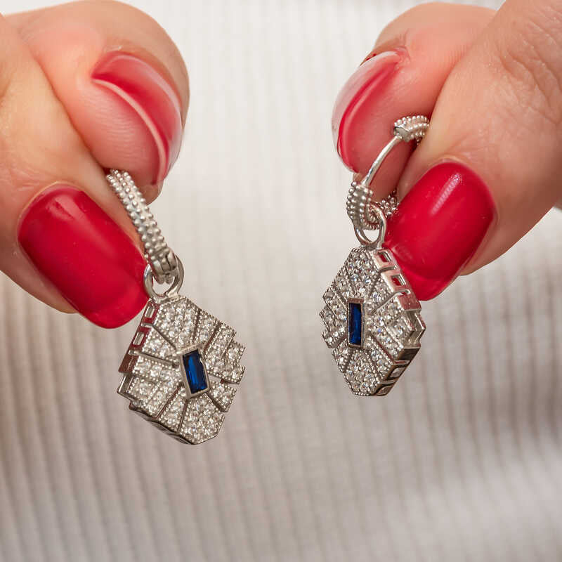 Zircon Stone Women's Silver Earrings