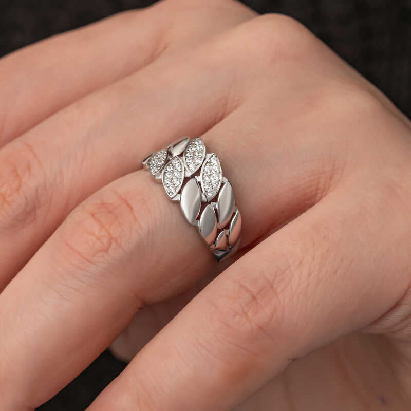 Zircon Stone Women's Silver Ring