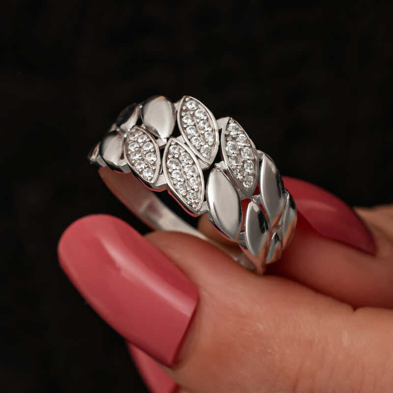 Zircon Stone Women's Silver Ring