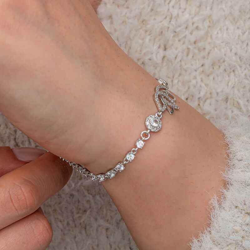 Zircon Stone Lotus Women's Silver Bracelet