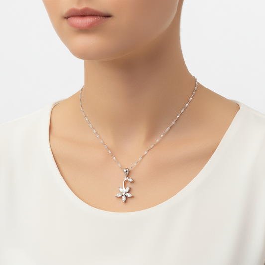 Blume Damen Silber Halskette