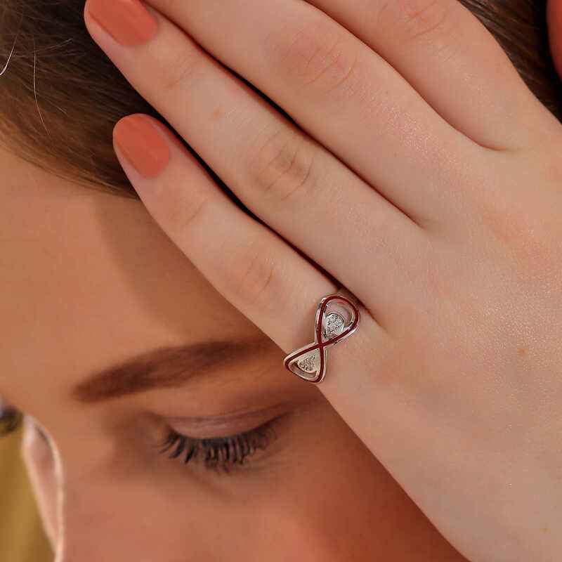 Zircon Stone Infinity Women's Silver Ring