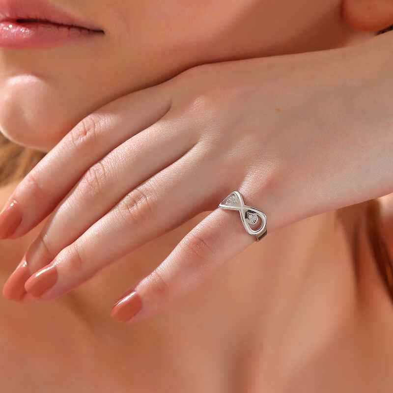 Zircon Stone Infinity Women's Silver Ring