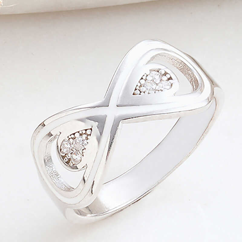 Zircon Stone Infinity Women's Silver Ring
