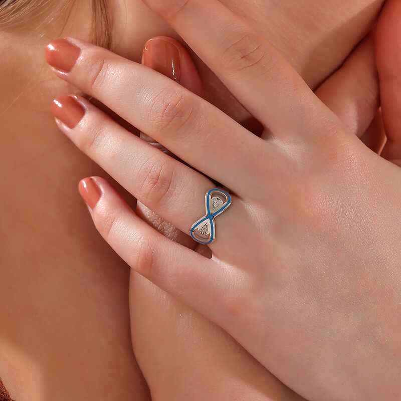 Zircon Stone Infinity Women's Silver Ring