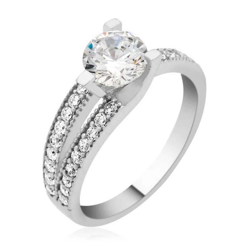 Single Stone Women's Silver Ring