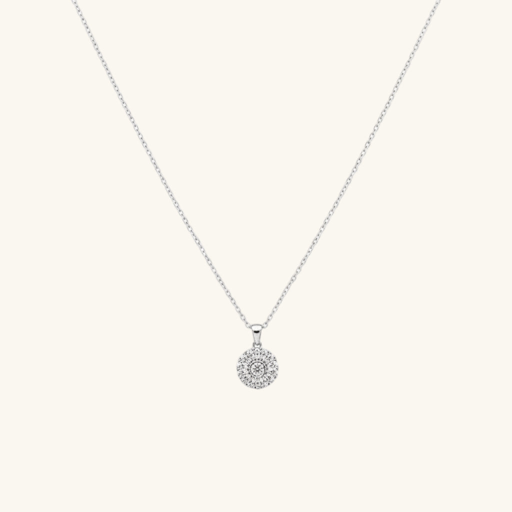 Zircon Stone Round Women's Silver Pendant