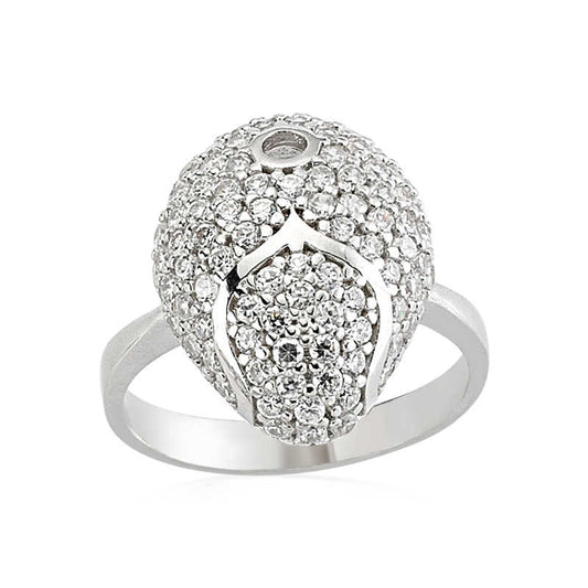 Silberring für Damen mit weißem Stein