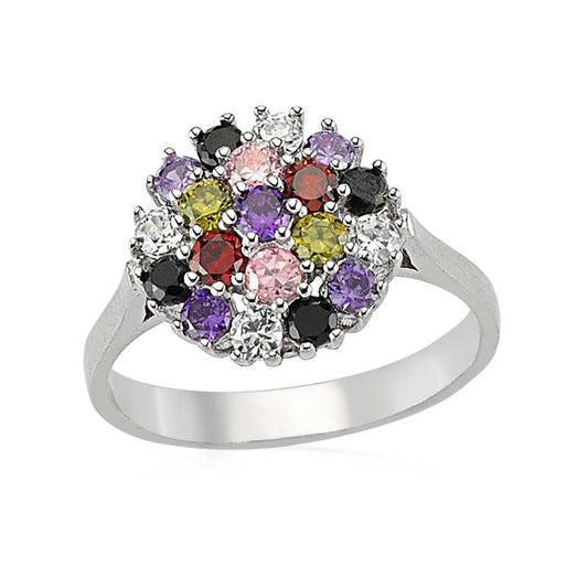 Silberring für Damen mit farbigem Stein