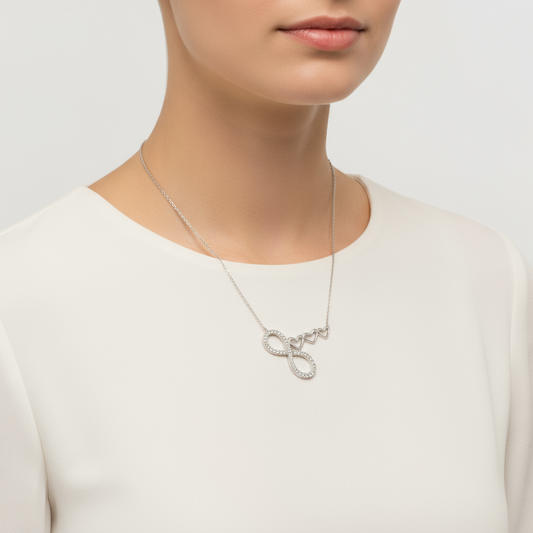 Infinity Herz Damen Silber Halskette