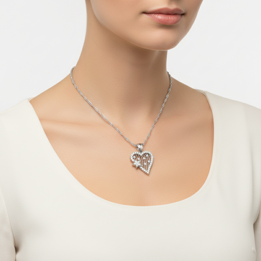 Herz Stern Damen Silber Halskette