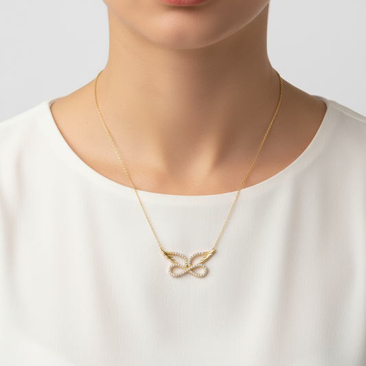 Engelsflügel Infinity Damen Silber Halskette