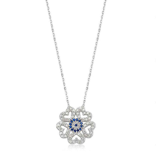 Evil Eye Heart Women's Silver Necklace