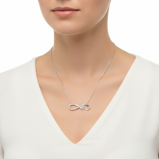 Evil Eye Infinity Love Damen Silber Halskette