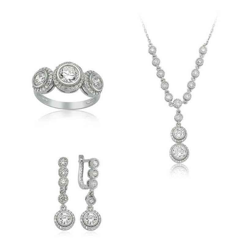 White Stone Waterway Women's Silver Set