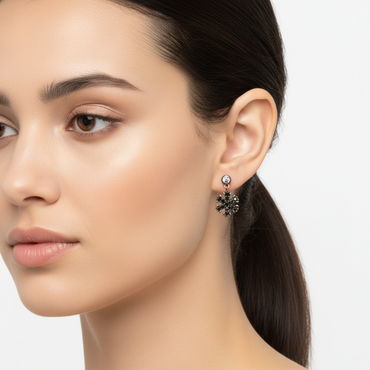 Boucles d'oreilles flocon de neige en argent