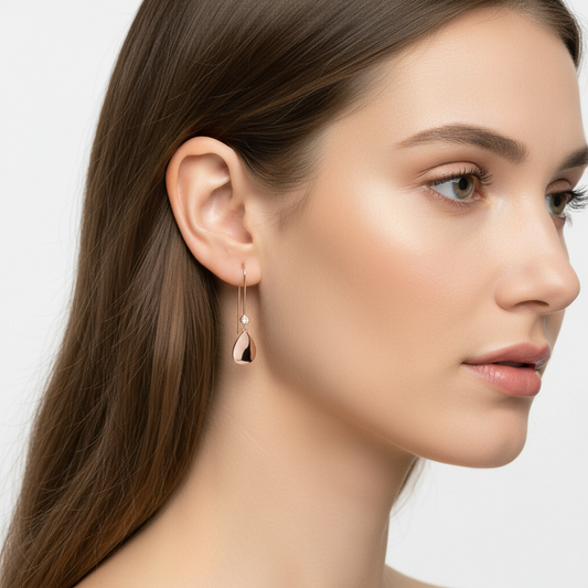 Drop Dangle Rose Gold Plated Silver Earrings