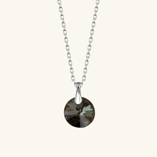 Crystal Iris Green Stone Women's Silver Necklace
