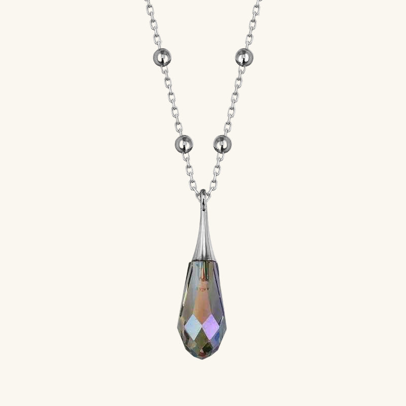 Swarovski Crystal Amethyst Bead Chain Women's Silver Necklace