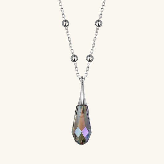 Swarovski Crystal Amethyst Bead Chain Women's Silver Necklace