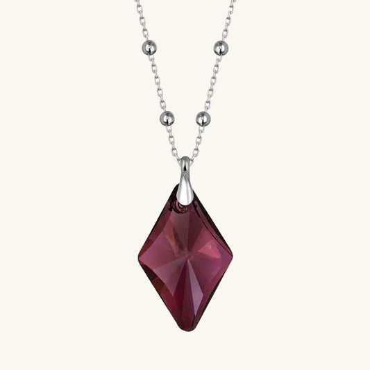 Swarovski Crystal Amethyst Bead Chain Women's Silver Necklace