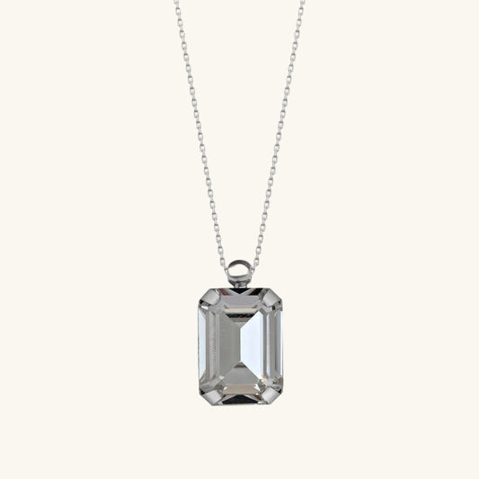 Crystal Baguette Stone Women's Silver Necklace