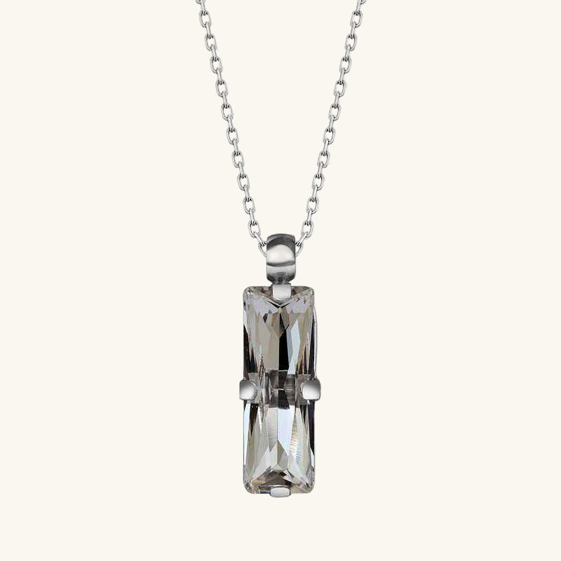 Swarovski Crystal Baguette Stone Women's Silver Necklace
