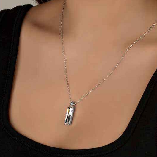 Swarovski Crystal Baguette Stone Women's Silver Necklace