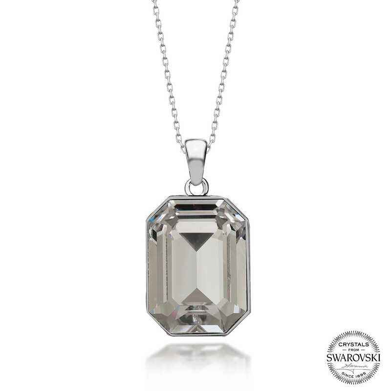 Swarovski Crystal Baguette Women's Silver Necklace