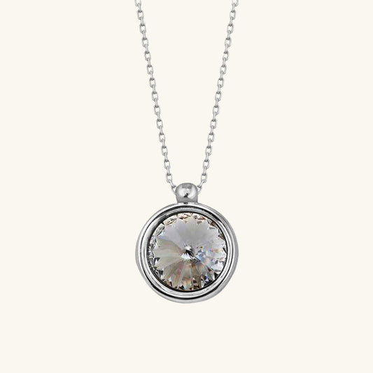 Swarovski Crystal Stone Framed Women's Silver Necklace