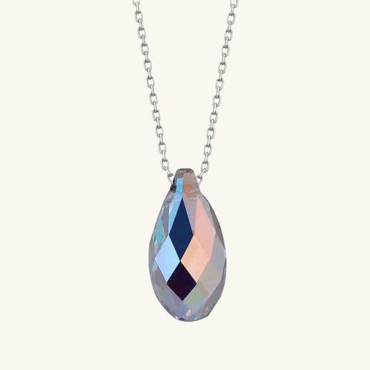 Swarovski Crystal Stone Drop Women's Silver Necklace