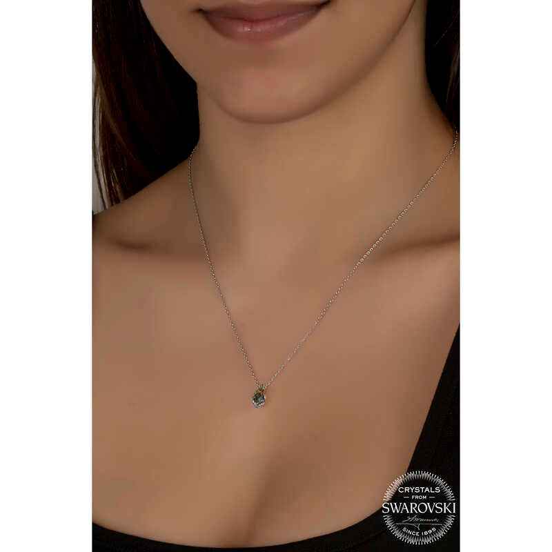 Swarovski Crystal Stone Drop Women's Silver Necklace