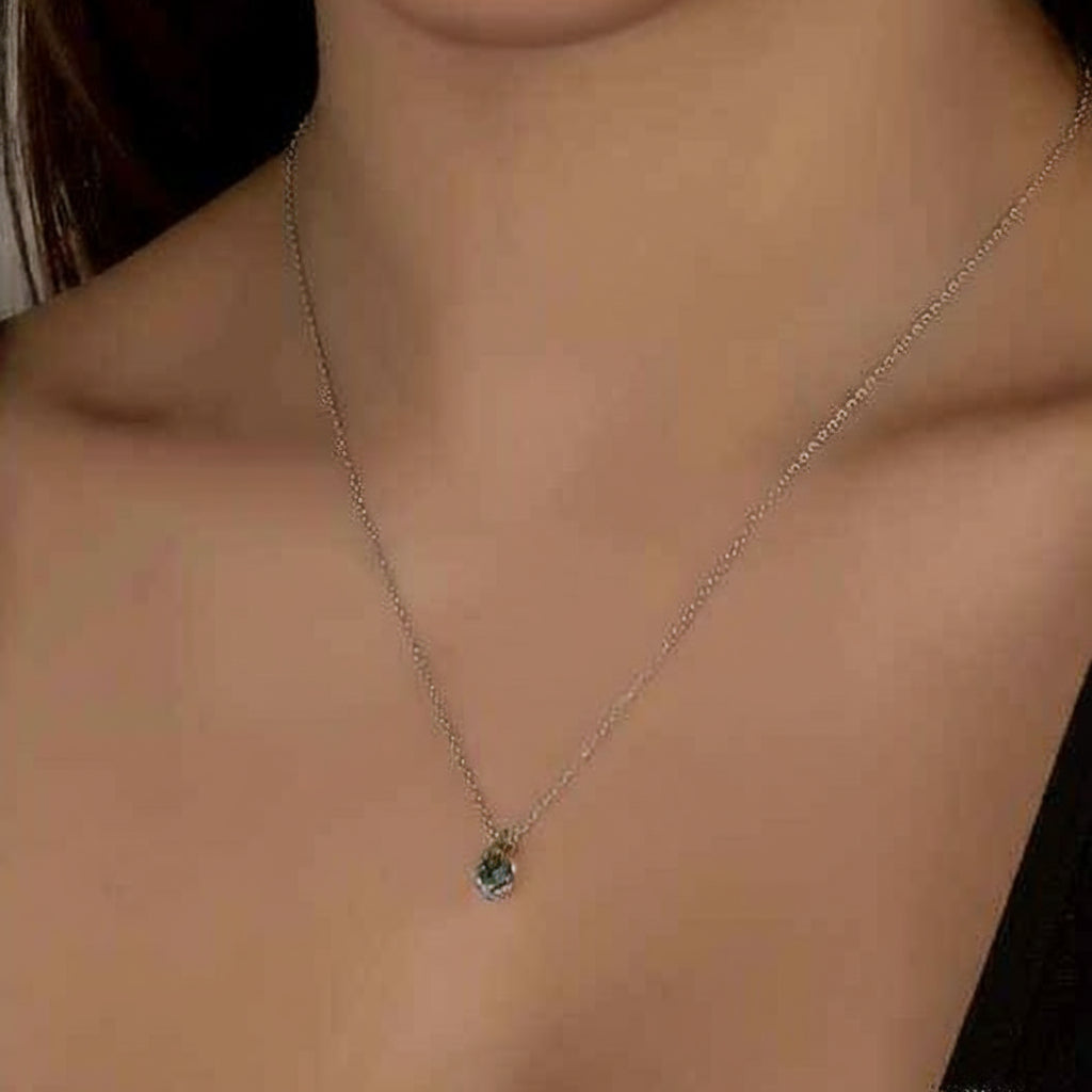 Swarovski Crystal Stone Drop Women's Silver Necklace