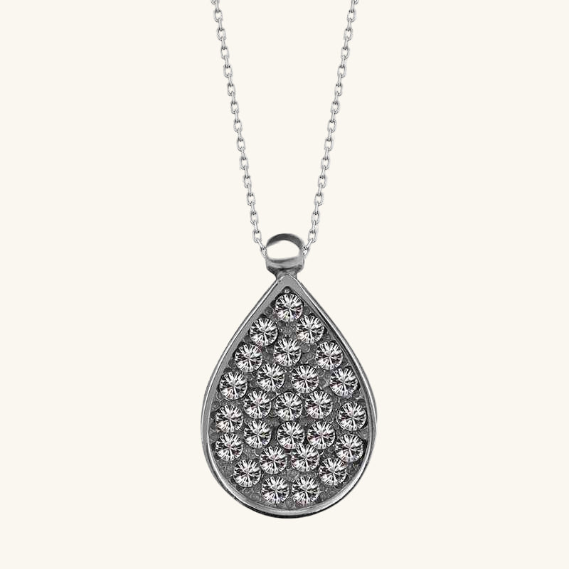 Swarovski Crystal Stone Drop Women's Silver Necklace