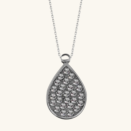 Swarovski Crystal Stone Drop Women's Silver Necklace