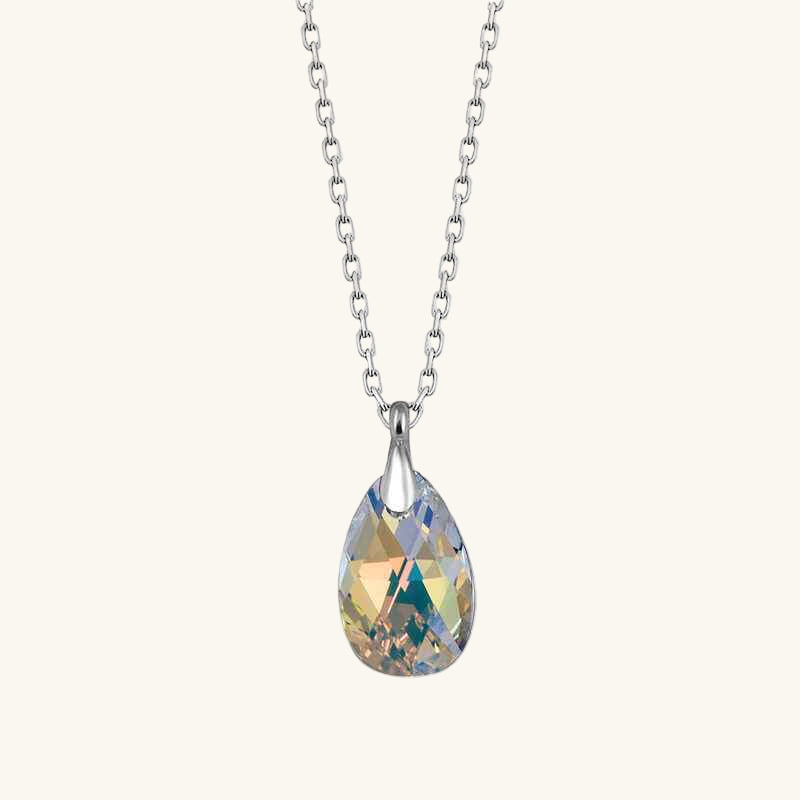 Swarovski Crystal Stone Drop Women's Silver Necklace