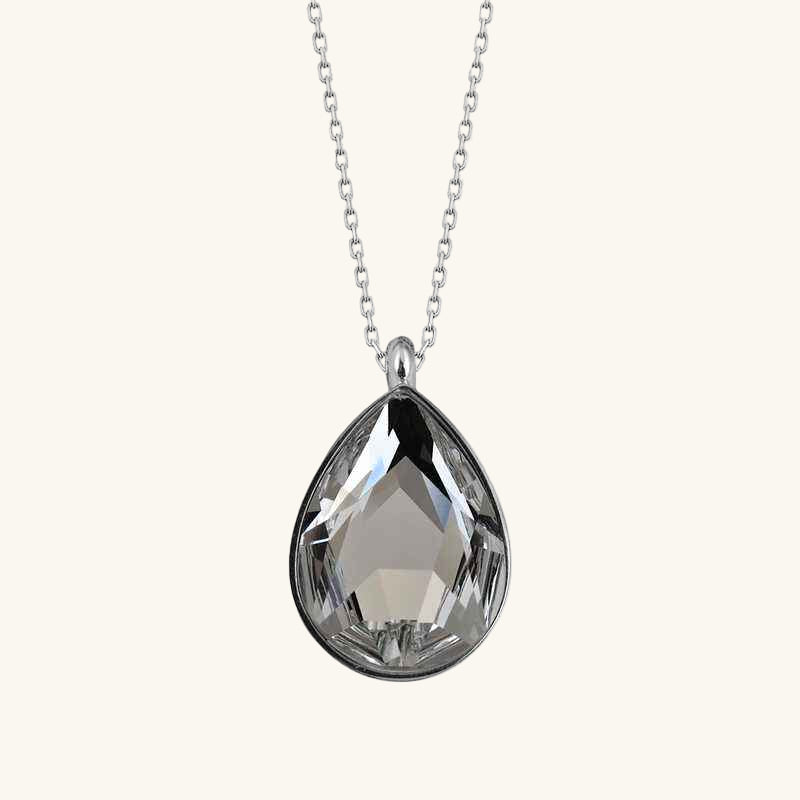 Swarovski Crystal Stone Drop Women's Silver Necklace