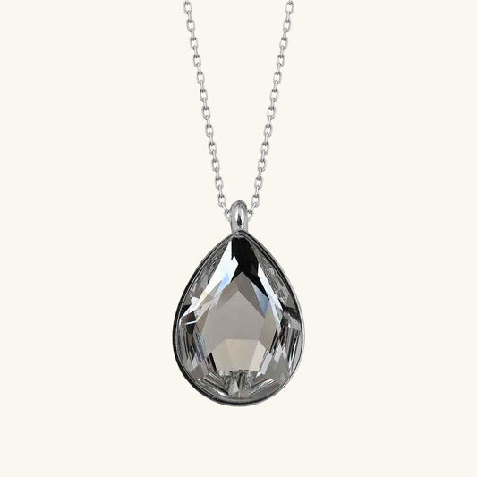 Swarovski Crystal Stone Drop Women's Silver Necklace